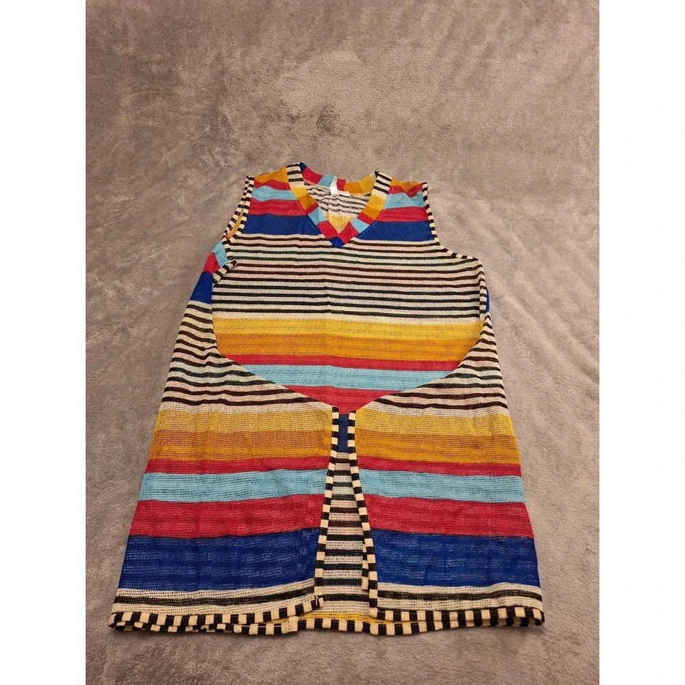 Mirror Image Swim Cover Up Womens Size XL Rainbow Mesh With‎ Pockets